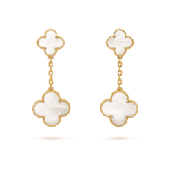VCA Magic Alhambra Earrings 2 Motifs 18K Gold Mother-of-Pearl
