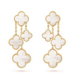 VCA Magic Alhambra Earrings 4 Motifs 18K Yellow Gold