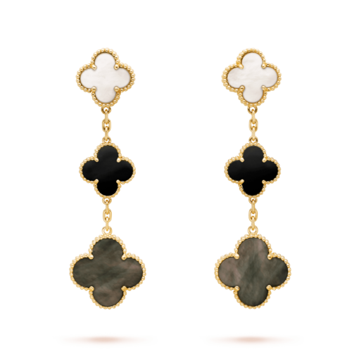 VCA Magic Alhambra Earrings 3 Motifs 18K Yellow Gold