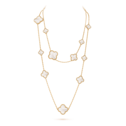 VCA Magic Alhambra Long Necklace 16 Motifs 18K Yellow Gold