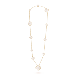 VCA Magic Alhambra Long Necklace 11 Motifs 18K Yellow Gold