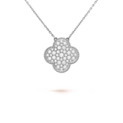VCA Magic Alhambra Pendant 18K White Gold Diamonds