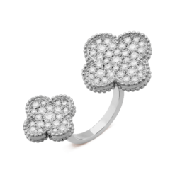 VCA Magic Alhambra Between the Finger Ring 18K White Gold Diamonds