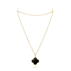 VCA Magic Alhambra Long Necklace 1 Motif 18K Yellow Gold Onyx
