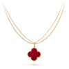 VCA Magic Alhambra Long Necklace 1 Motif 18K Gold Carnelian