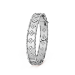 VCA Perlée Clovers Bracelet 18K White Gold with Diamonds