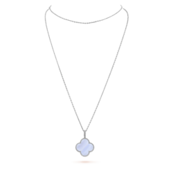 VCA Magic Alhambra Long Necklace 1 Motif 18K White Gold