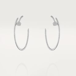 Cartier Juste Un Clou Nail Earrings In 18K White Gold Diamonds