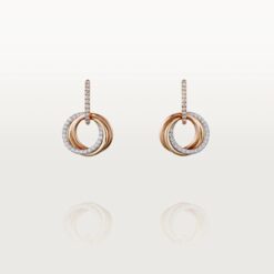 Cartier Trinity Earrings 18K Gold Tri-Color with Diamonds