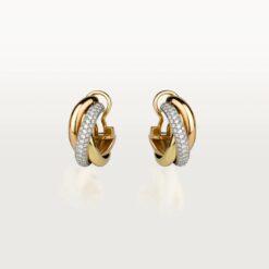 Cartier Trinity Earrings Tricolor 18K Gold with Diamonds