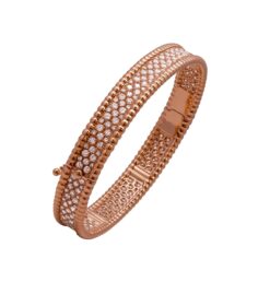 VCA Perlée Diamonds Bracelet 3 Rows 18K Rose Gold with Diamond