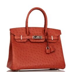 Hermes Birkin 30 Brique Ostrich Bag