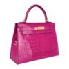Hermes Kelly 28 Sellier Crocodile Bag Rose Scheherazade