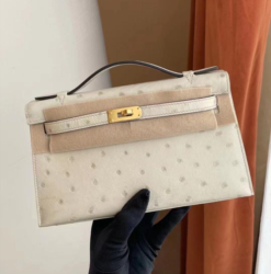Hermes Kelly Pochette in Ostrich Leather