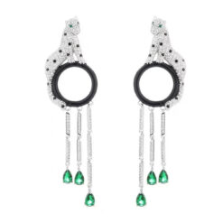 Panthère De Cartier Tassels Earrings 18K White Gold
