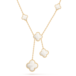 VCA Magic Alhambra Necklace 6 Motifs 18K Yellow Gold