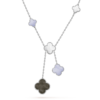 VCA Magic Alhambra Necklace 6 Motifs 18K White Gold