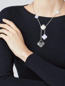 VCA Magic Alhambra Necklace 6 Motifs 18K White Gold Luxuries Jewel