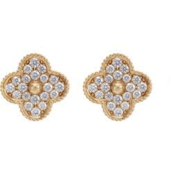 VCA Magic Alhambra Earrings 18K Yellow Gold Diamonds