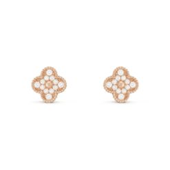 VCA Vintage Alhambra Earrings 18K Rose Gold Diamonds