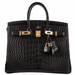 Hermes Birkin 25 Matte Alligator Black Bag