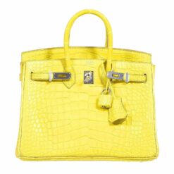 Hermes Birkin 25 Lime Yellow Matte Alligator Bag