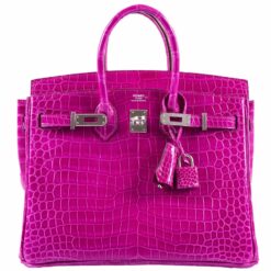 Hermes Birkin 25 Rose Scheherazade Shiny Crocodile Bag