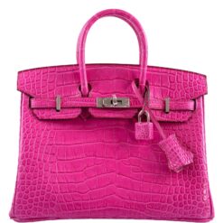 Hermes Birkin 25 Rose Shocking Matte Alligator Bag