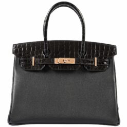 Hermes Birkin Touch 30 Black Togo Crocodile Bag