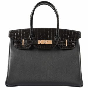 Hermes Birkin Touch 30 Black Togo Crocodile Bag