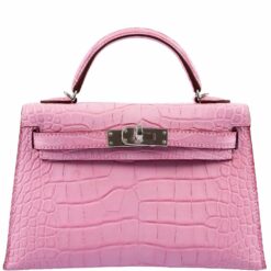 Hermes Kelly 20 Mini II Sellier 5P Bubblegum Matte Pink Alligator Bag