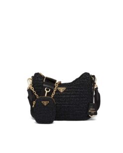 Prada Re Edition 2005 Raffia Bag Black