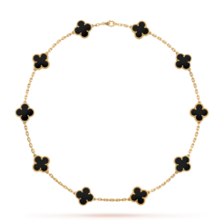 VCA Vintage Alhambra Necklace 10 Motifs 18K Yellow Gold Onyx