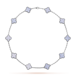 VCA Vintage Alhambra Necklace 10 Motifs 18K White Gold