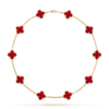 VCA Vintage Alhambra Necklace 10 Motifs 18K Yellow Gold Carnelian