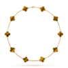 VCA Vintage Alhambra Necklace 10 Motifs 18K Yellow Gold Tiger's Eye