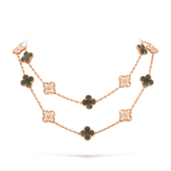 VCA Vintage Alhambra Long Necklace 20 Motifs 18K Gold Diamonds