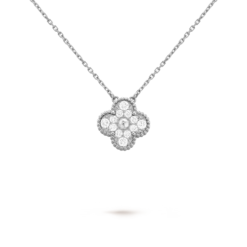 VCA Vintage Alhambra Pendant 18K White Gold Diamonds
